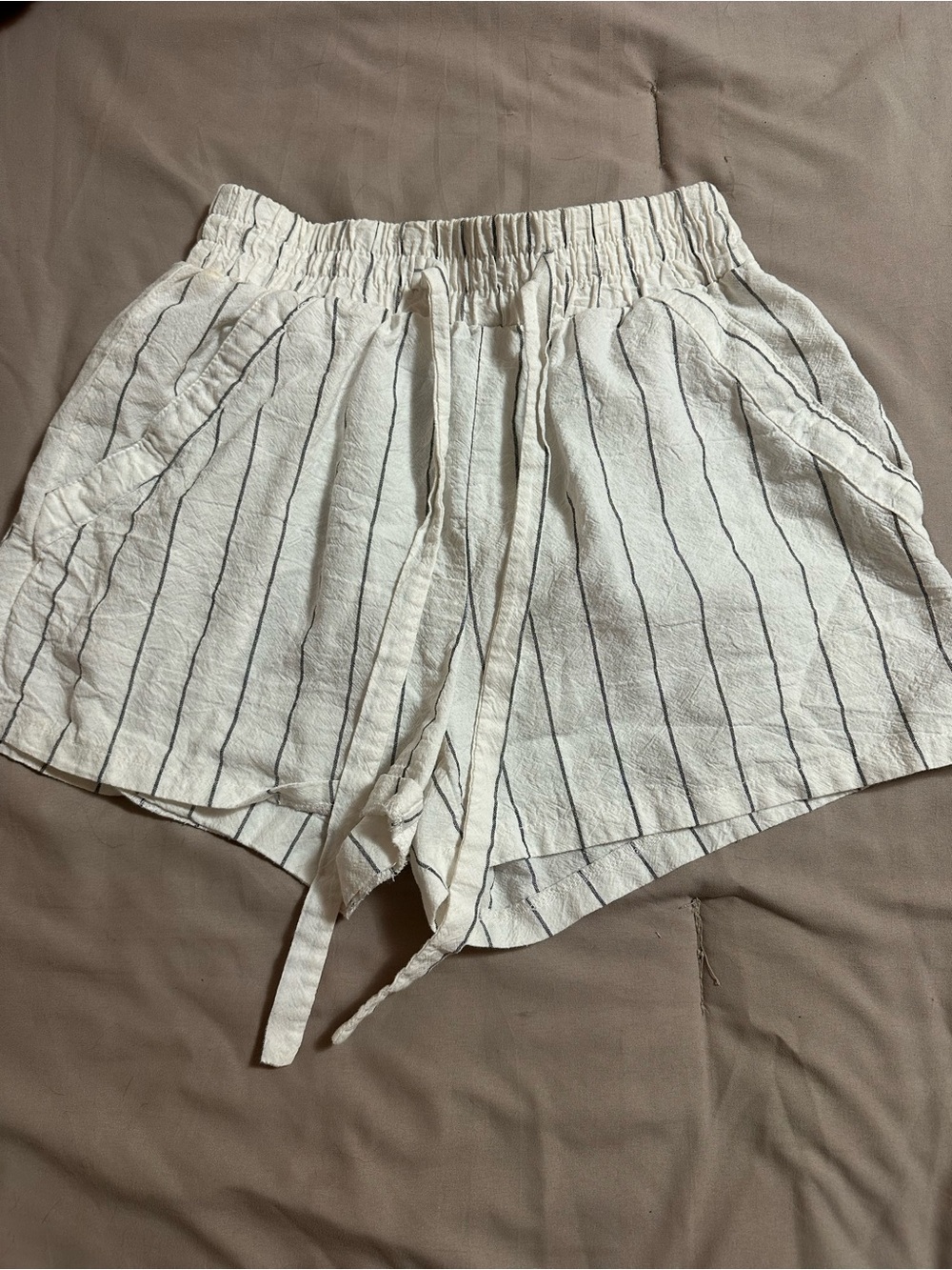 Sienna Sky White Shorts with Black Pinstripes